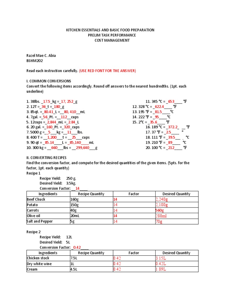 Common Kitchen Conversions Guide | PDF