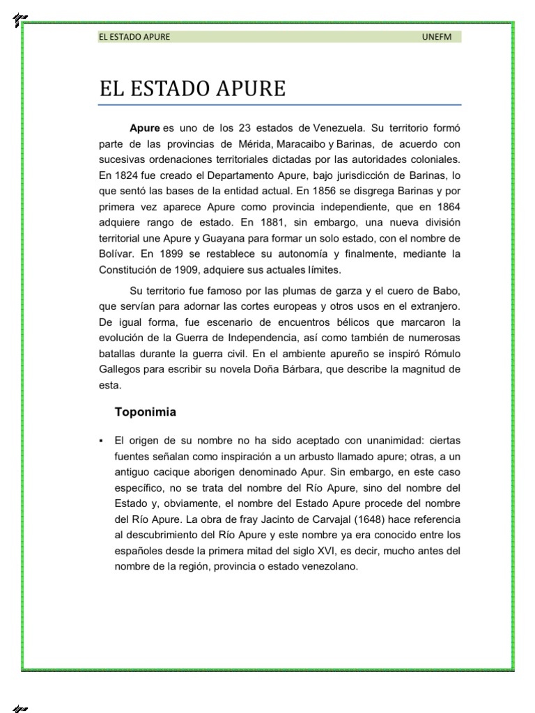 Historia del Estado Apure en Venezuela | PDF | Naturaleza