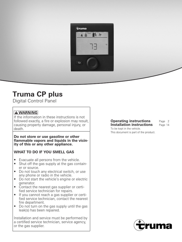 Truma CP Plus Digital Control Panel Installation Instructions | PDF | Water  Heating | Electrical Connector
