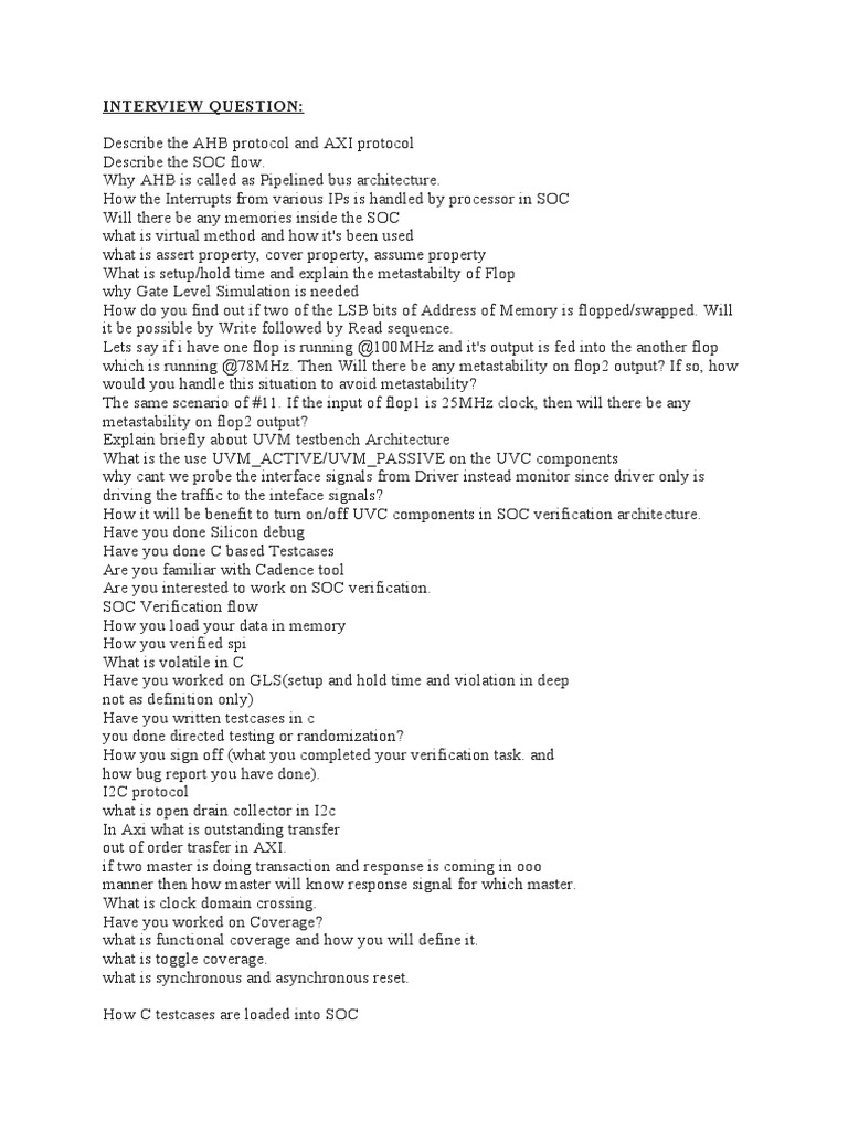 Interview Question Usefullink | PDF | System On A Chip | Input/Output