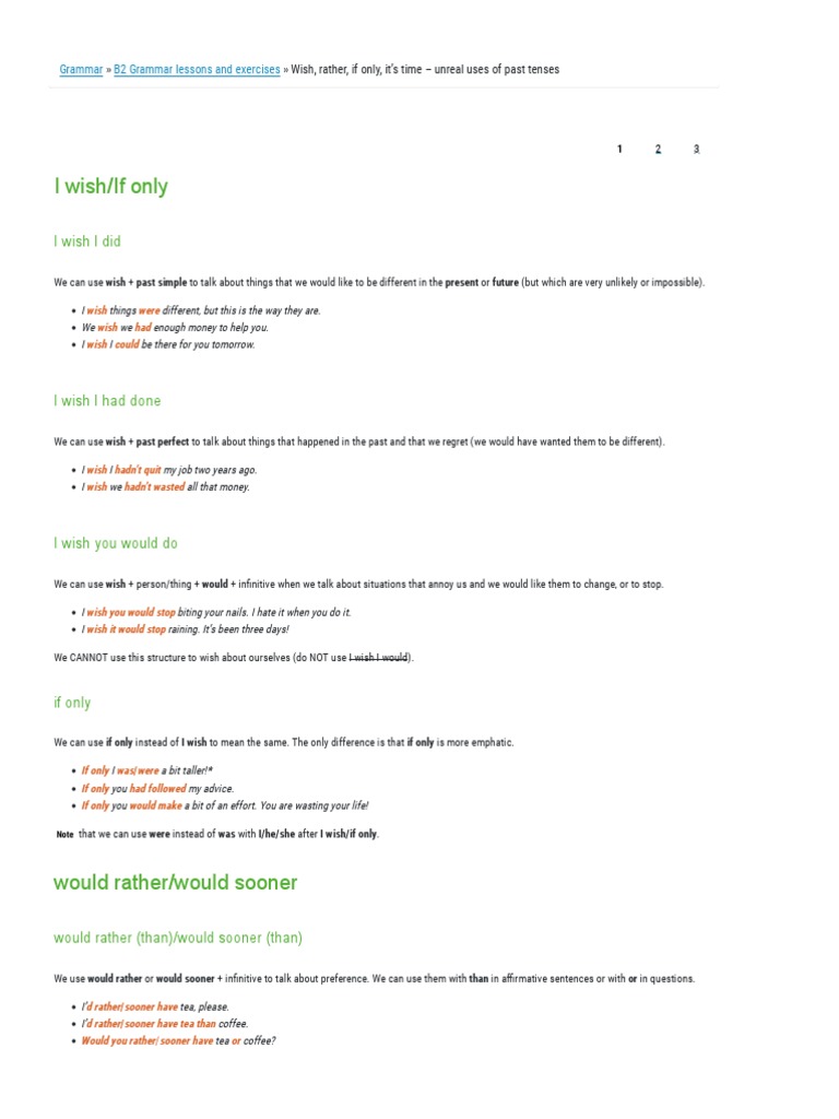 Unreal Uses of Past Tenses Explained | PDF | Grammatical Tense | Grammar