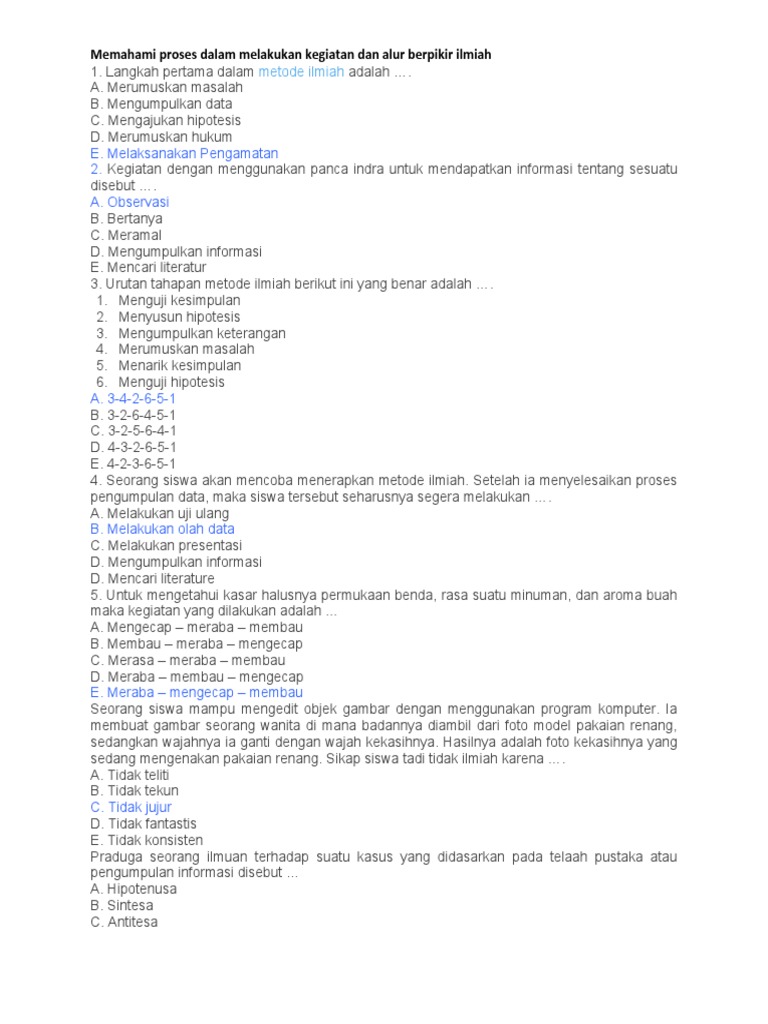 Memahami Proses Dalam Melakukan Kegiatan Dan Alur Berpikir Ilmiah Pdf