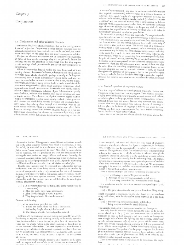 Halliday, M.A.K. Hasan, R. Cohesion in English Chapter 5 Conjunction PDF