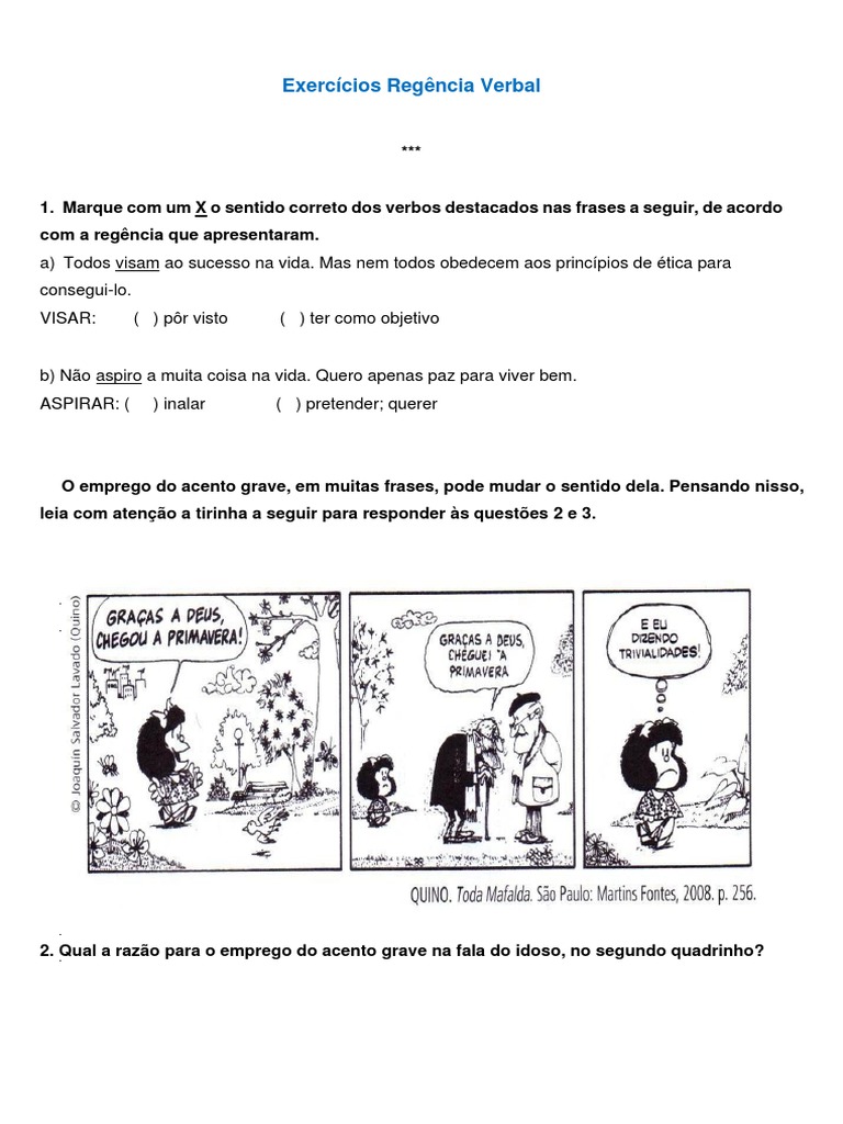 Exercícios Regência Verbal | PDF