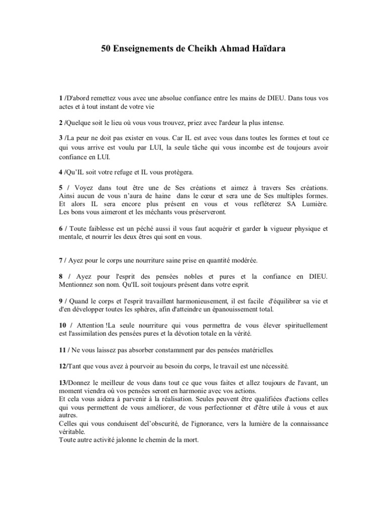Enseignements Citations De Cheikh Ahmad Haidara Mal Amour