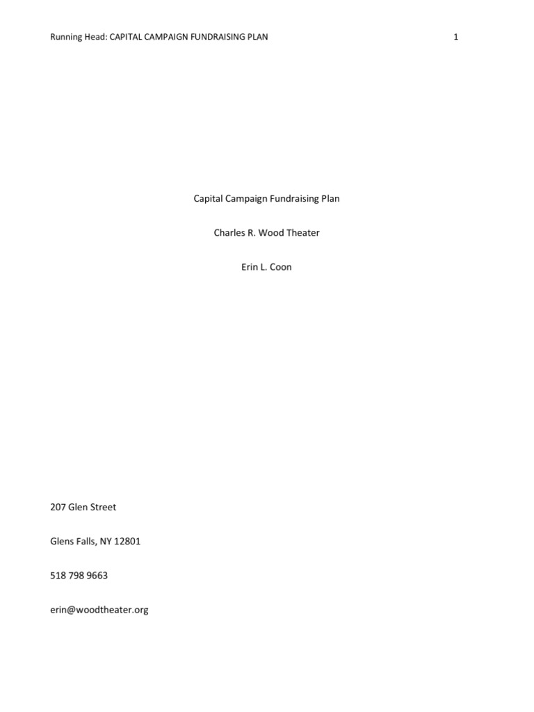 Charles R. Wood Theater Capital Campaign Plan | PDF | Fundraising ...