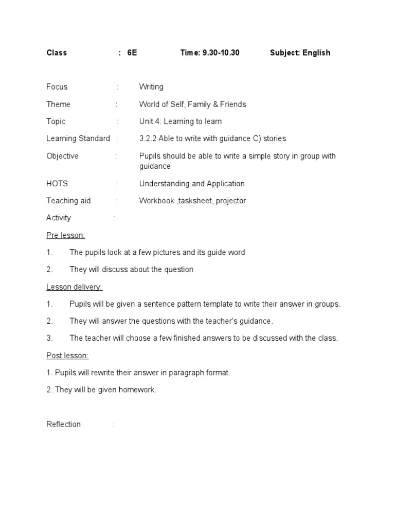 Class: 6E Time: 9.30-10.30 Subject: English | PDF | Career & Growth
