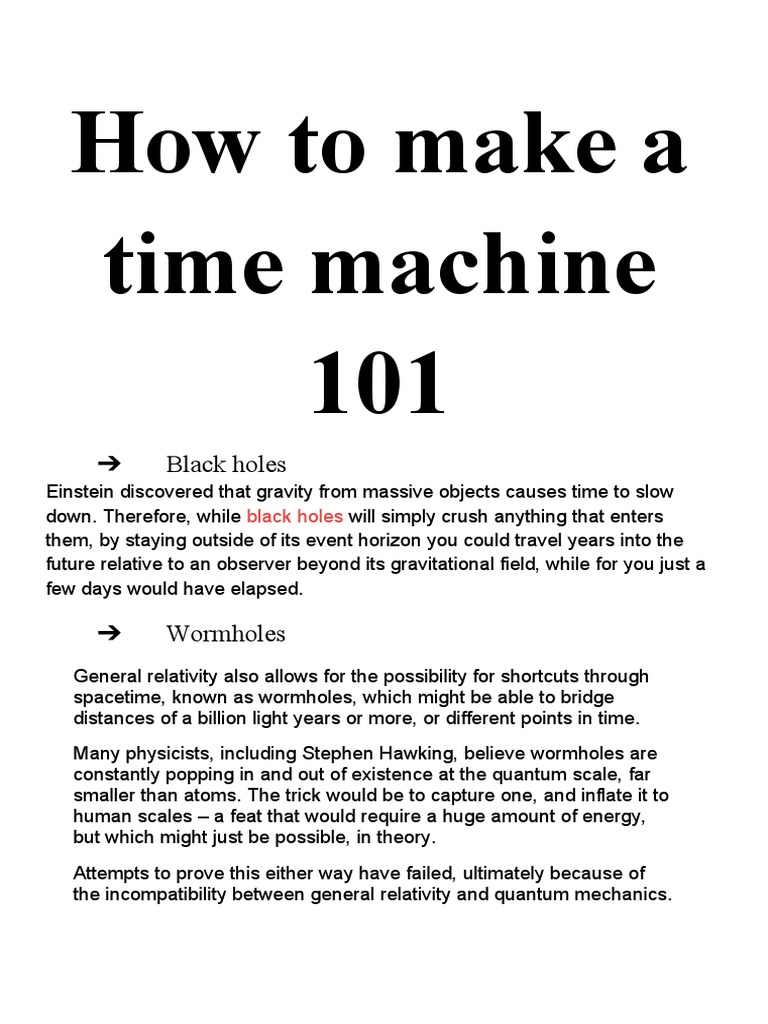 Time Machine Concepts and Theories | PDF | General Relativity | Time Travel