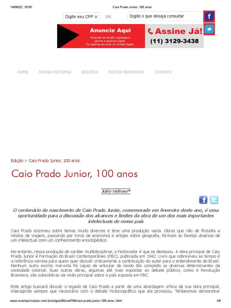 Análise do legado de Caio Prado