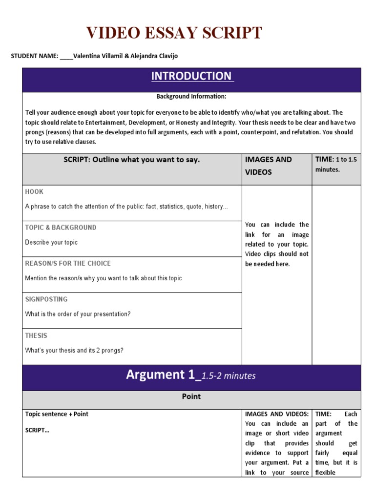 video essay script example