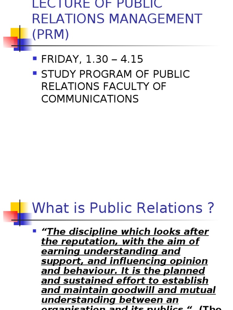Public Relations Management Course Subjects