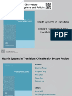 Health Systems in Transition People's Republic of China Health System Review