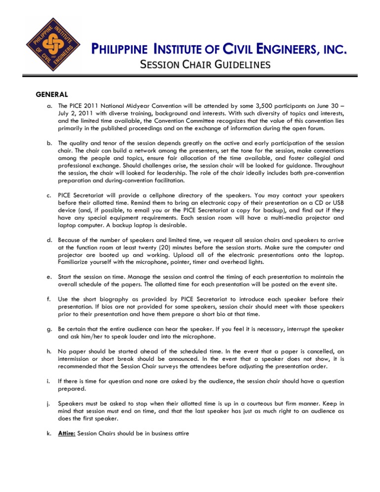 Session Chair Guidelines | PDF | Career & Growth