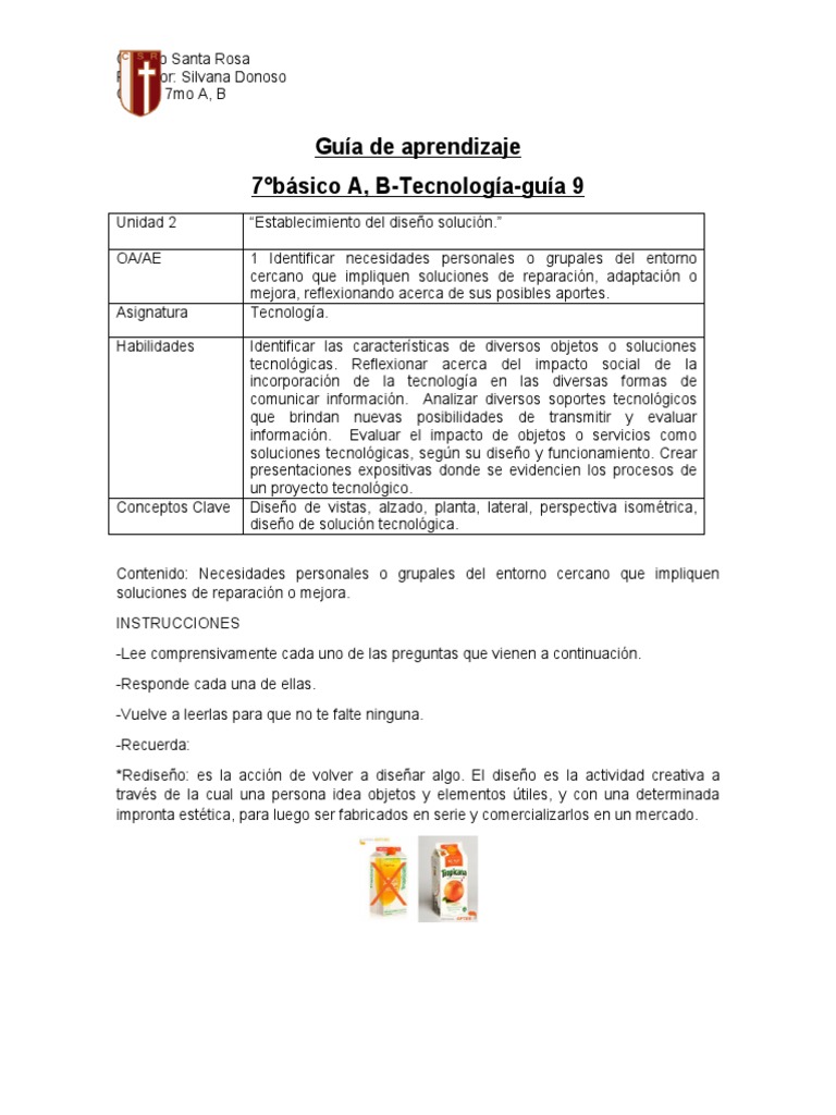 7mo Basico Tecnologia9 | PDF | Diseño | Aprendizaje