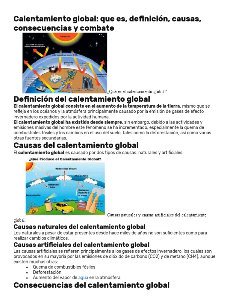 Causas y consecuencias del calentamiento global | PDF | Gases de efecto ...