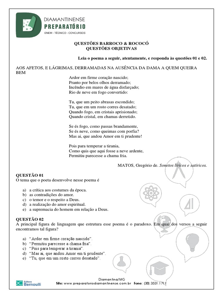 Questões-Barroco | PDF | Barroco | Amor