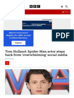 Tom Holland Spider-Man Actor Steps Back From 'Ove