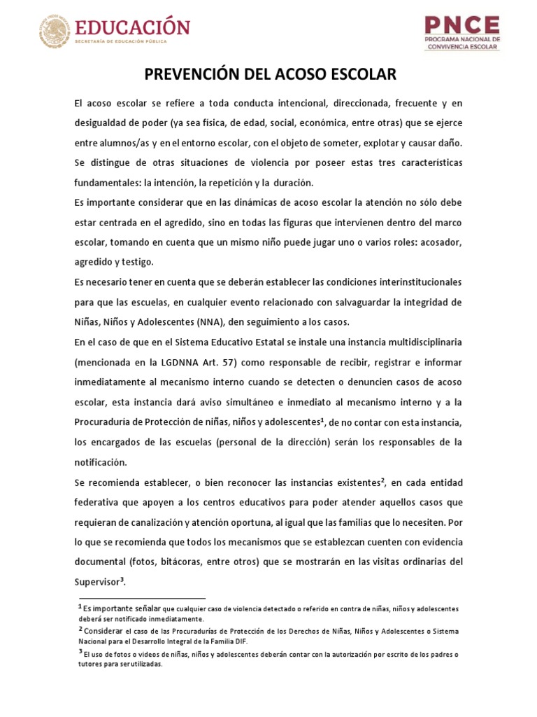 Protocolo de Prevención del Acoso Escolar | PDF