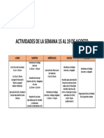 ACTIVIDADES DE LA SEMANA 15 de agosto