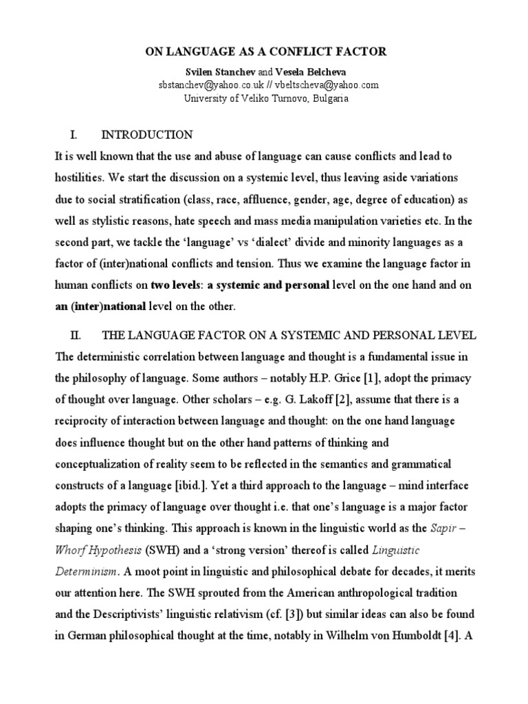 Language as a Conflict Factor | PDF | Dialect | Cognitive Science