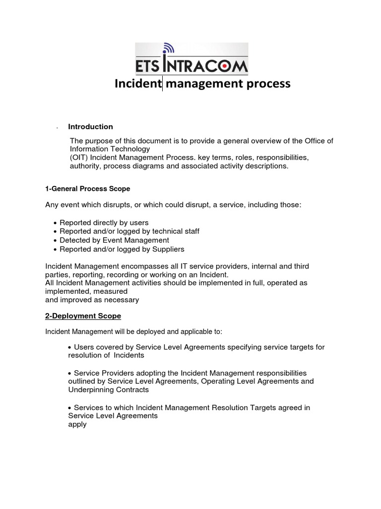 Incident Management Process Overview | PDF | It Service Management ...