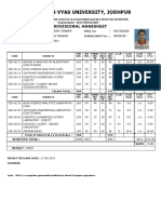 Jai Narain Vyas University, Jodhpur: Provisional Marksheet