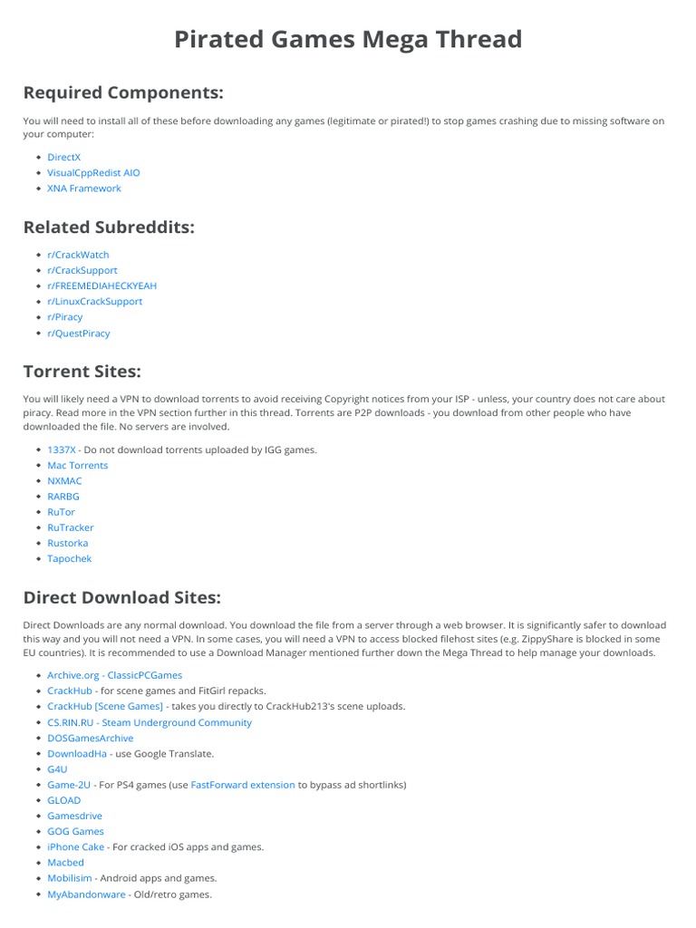 Pirated Games Mega Thread: Required Components | PDF | Computing.
