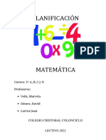 Planificación Matemática 2022