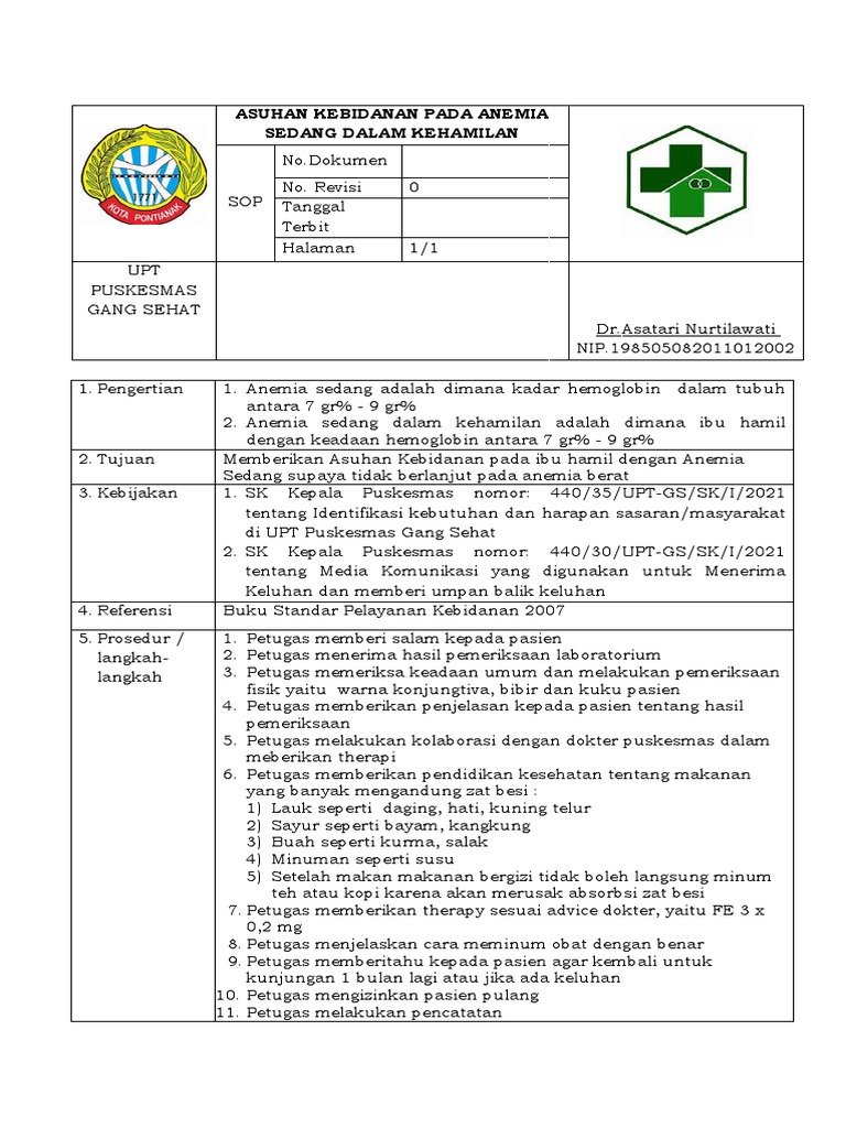Sop anemia sedang pdf pengembangan diri kesehatan holistik
