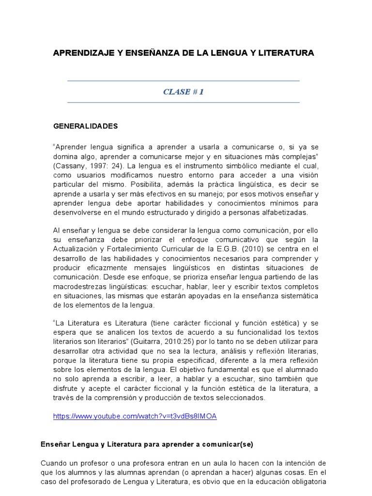 Enseñanza de Lengua y Literatura 4° grado | PDF | Aprendizaje | Lingüística