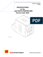 Kodak PHOTO PRINTER 6800: Specifications For The Service Code: 2842