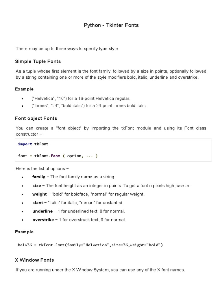Python - Tkinter Fonts | PDF