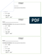 Name: - : Factoring Polynomials