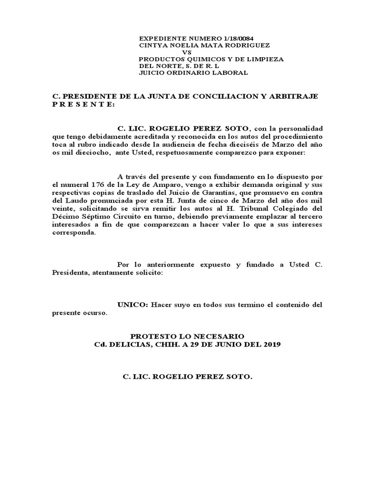 Amparo Directo Laboral 2020 | PDF | Debido al proceso | Caso de ley