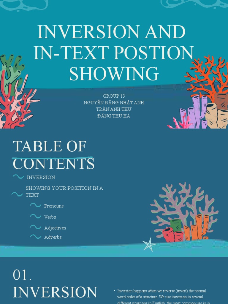 Inversion and In-Text Positions Showing | PDF | Verb | Adverb