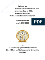 Syllabus For Bachelor of Science/Arts/Commerce in Skill Enhancement Course (SEC), Honours/Gen/Pass Under Choice Based Credit System Academic Session: W.E.F. 2020-2023