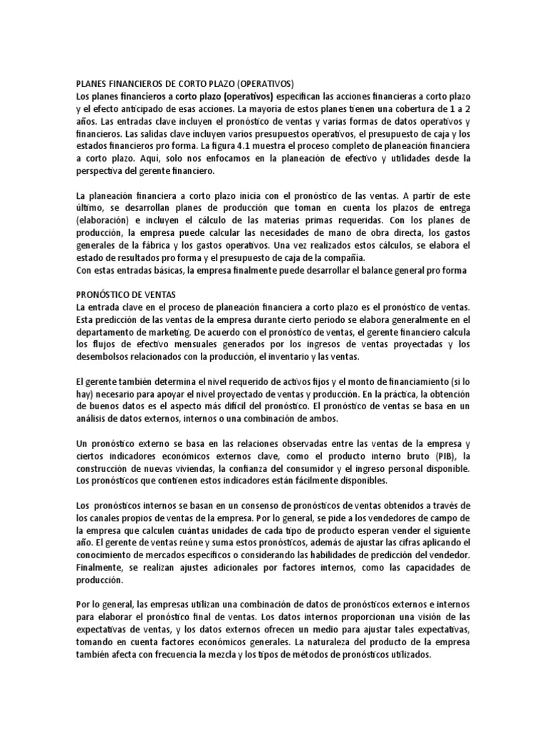 Planificación Financiera a Corto Plazo | PDF | Presupuesto | Economias