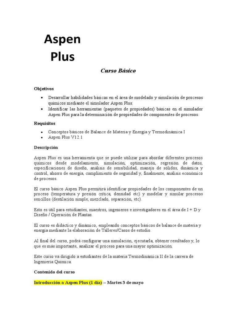 Curso Básico de Aspen Plus | PDF | Simulación | Química