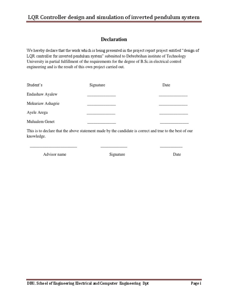 LQR Controller for Inverted Pendulum System | PDF | Control Theory ...