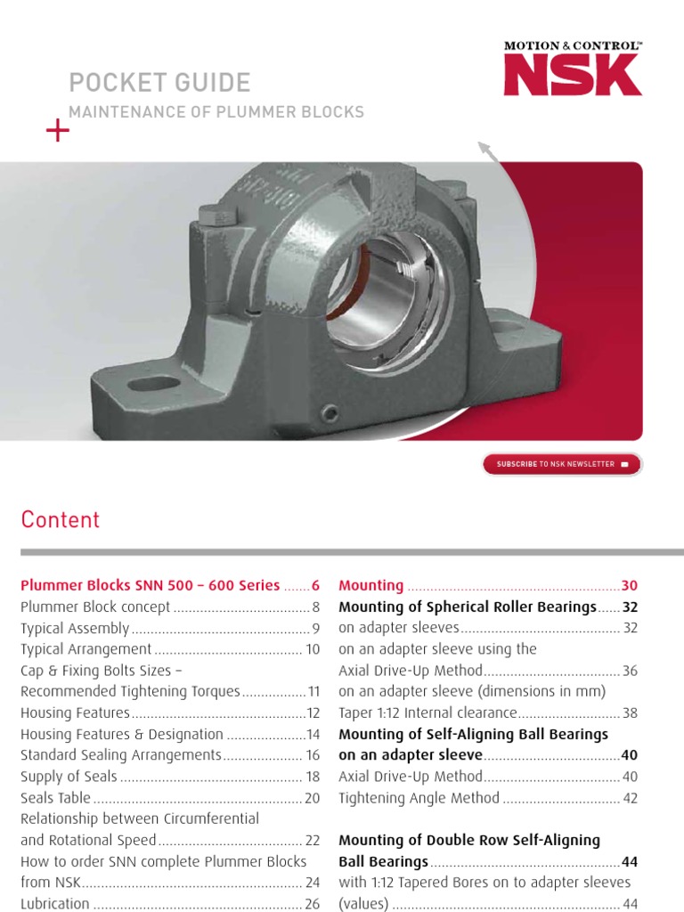 NSK Plummer Block Bearing PDF