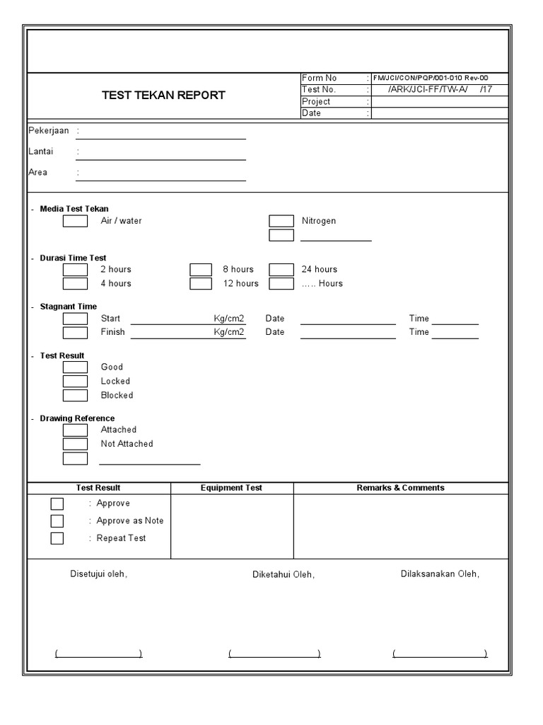 Test Tekan Report Overview | PDF