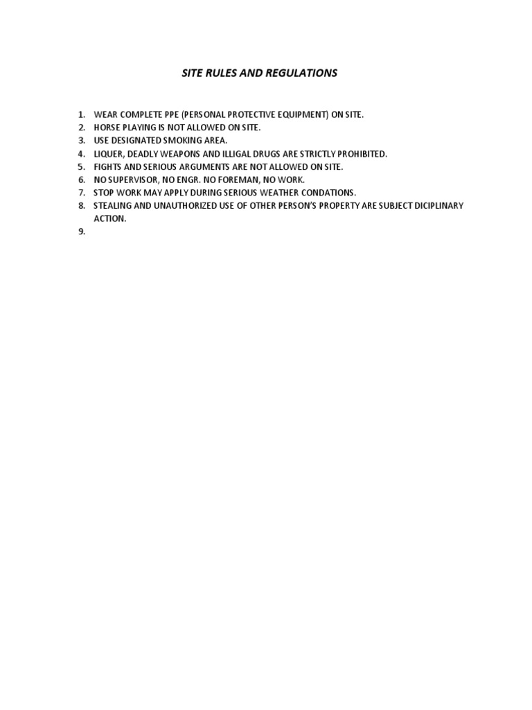 Site Rules and Regulations | PDF | Social Science