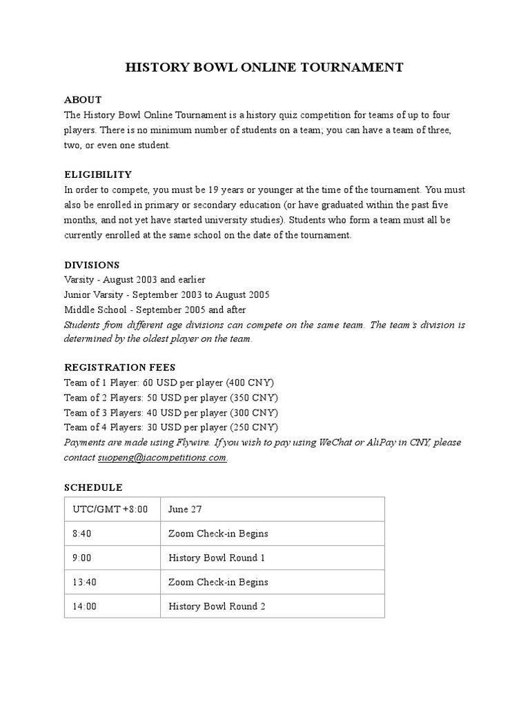 History Bowl Online Tournament About PDF Dwight D. Eisenhower