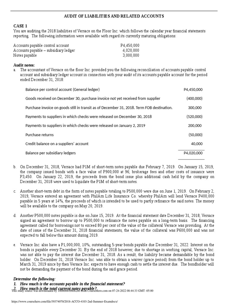 Liability Audit for 2018 | PDF | Lease | Bonds (Finance)