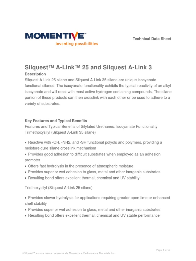 Silquest™ A-Link™ 25 and Silquest A-Link 35: Technical Data Sheet | PDF ...