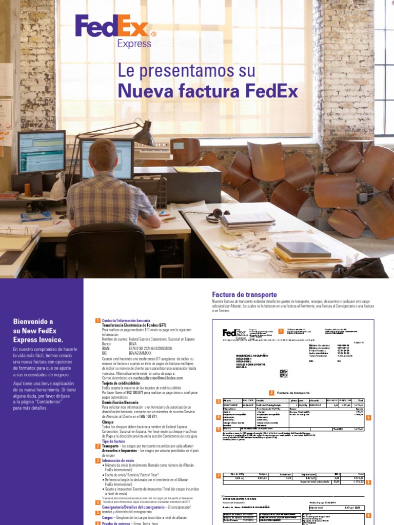 Le Presentamos Su: Nueva Factura Fedex | PDF | Tarjeta de débito | Fed Ex