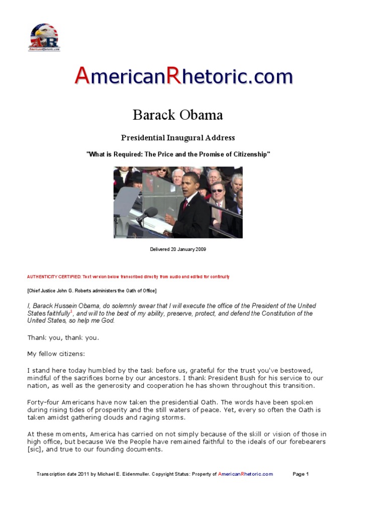 Barack Obama - Inaugural Address | PDF