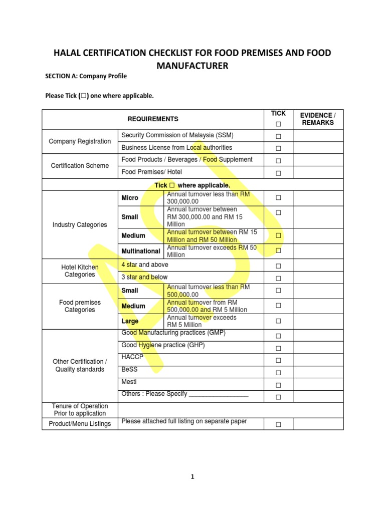 Halal Certification Checklist For Food P | PDF | Franchising ...