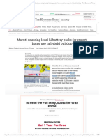 Maruti Suzuki - Maruti Sourcing Local Li Battery Packs For Export, Home Use in Hybrid Buildup - The Economic Times