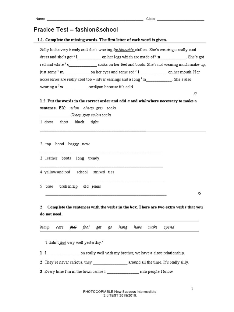 Fashion And Accessories Practice Test Pdf Sock Clothing